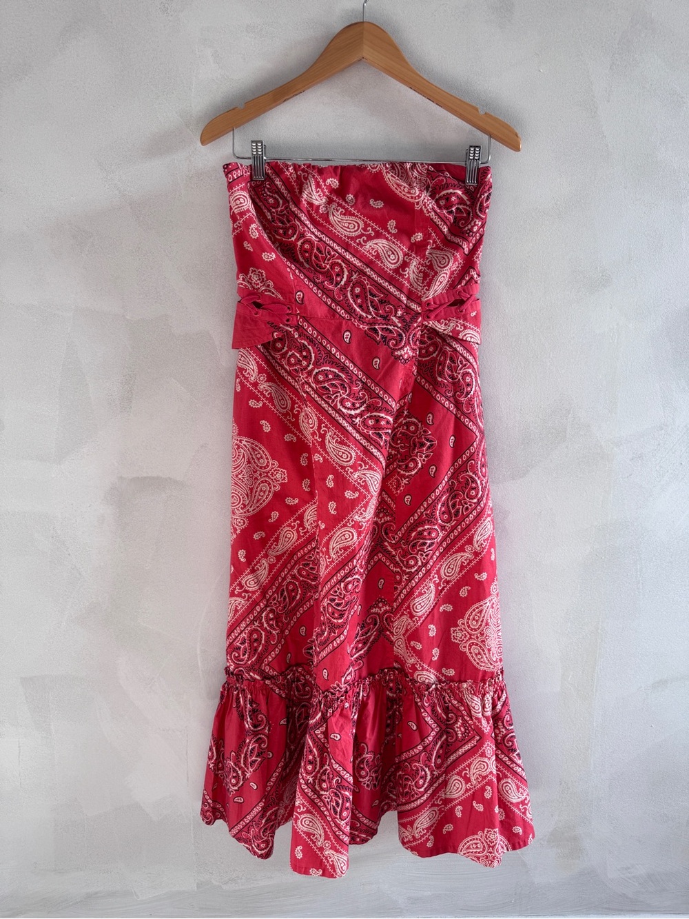 HOLDING HORSES - Red Bandana Print Strapless Midi Dress - Size 4 (NWT)